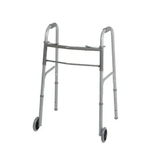 Medline Two-Button Folding Walkers with 5" Wheels