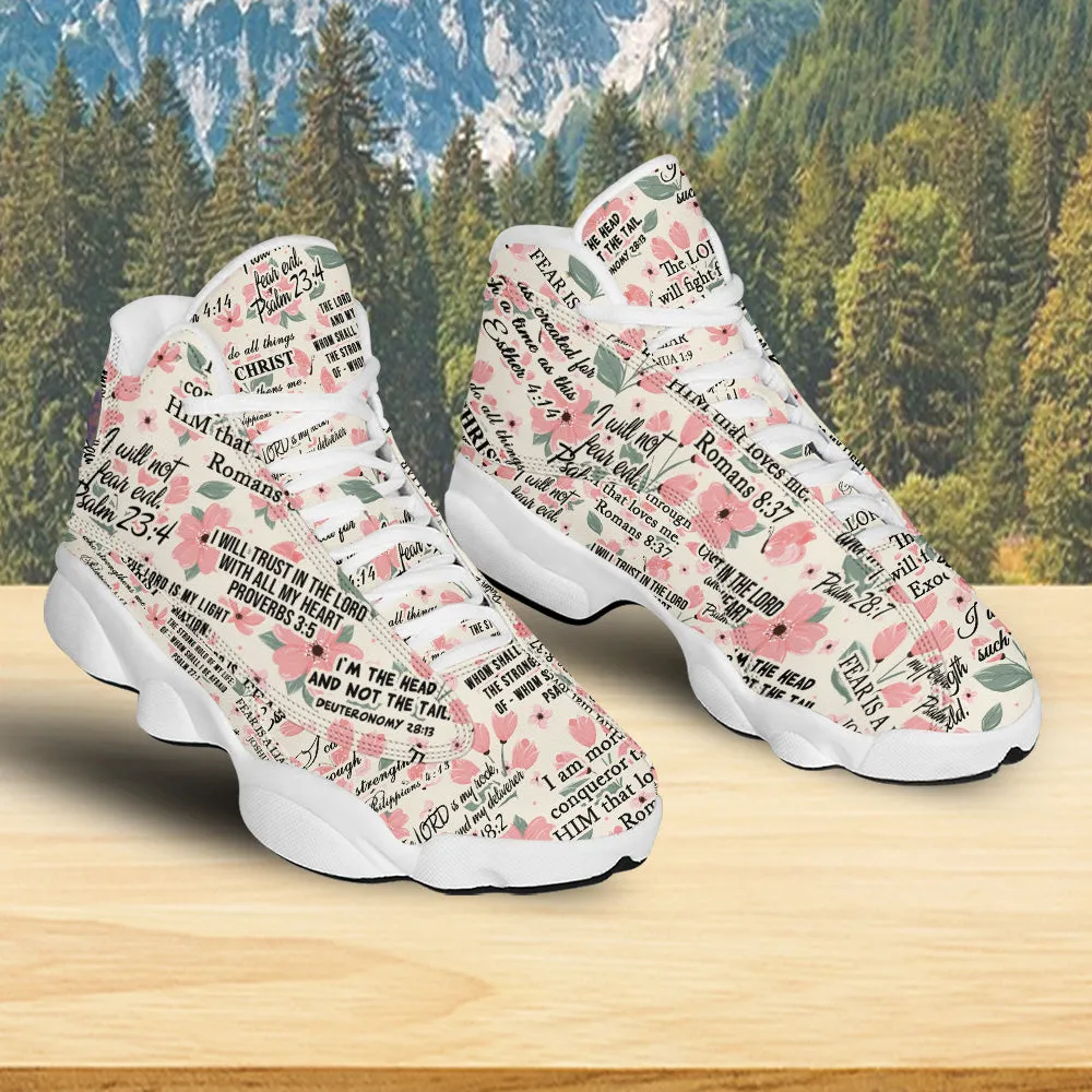 Teesdily | God Is My Strength Basketball Shoes, The Lord Is My Light Basketball Shoes, Jesus Christian Floral Shoes Unisex