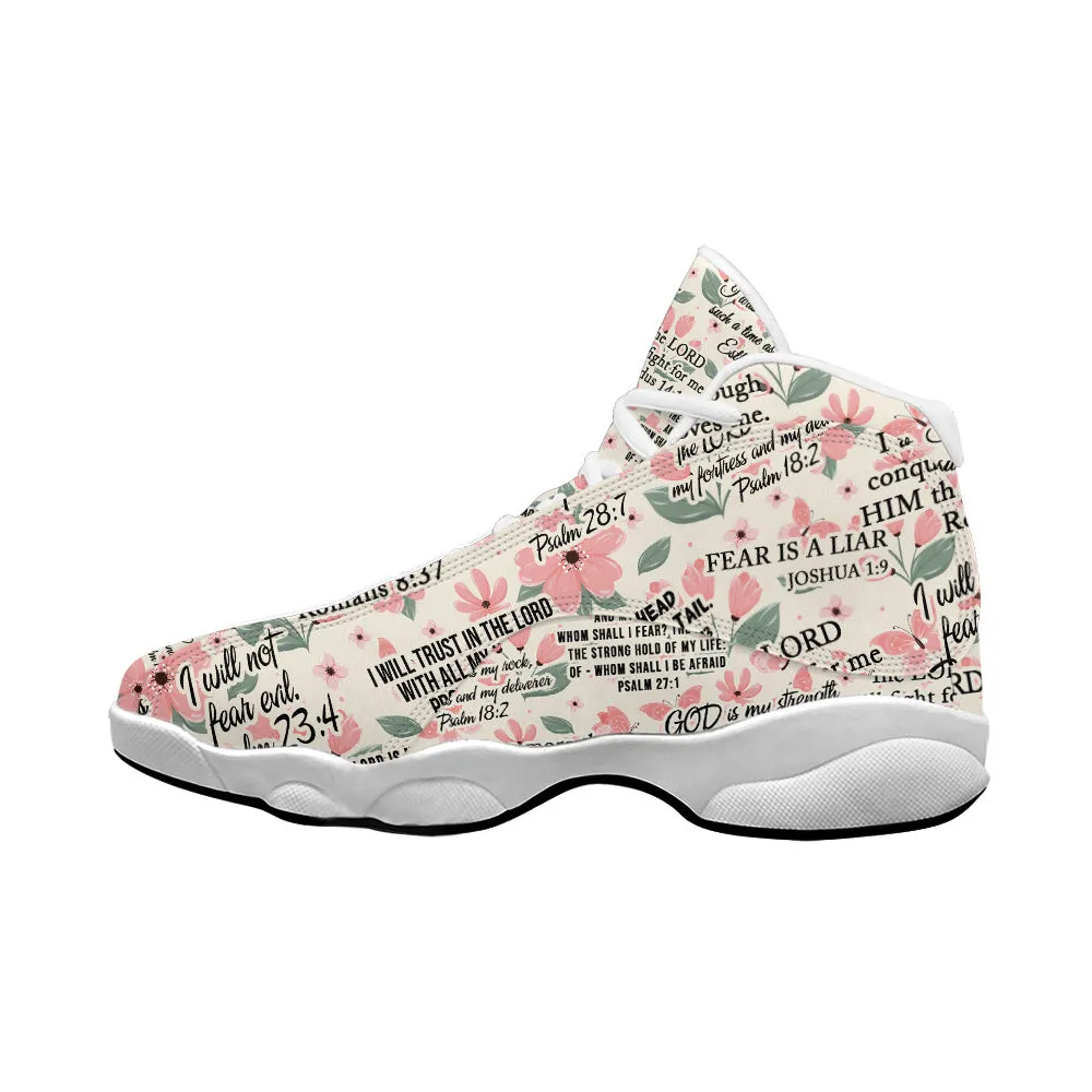 Teesdily | God Is My Strength Basketball Shoes, The Lord Is My Light Basketball Shoes, Jesus Christian Floral Shoes Unisex