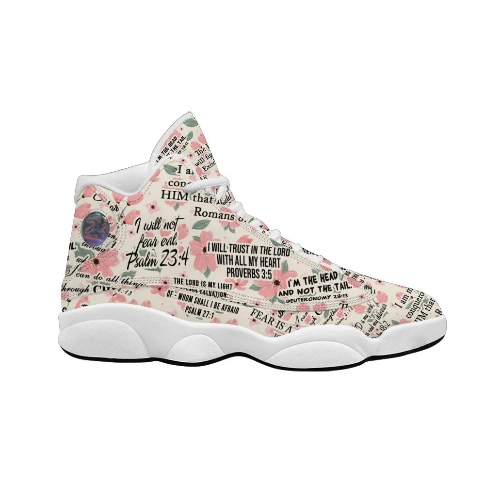 Teesdily | God Is My Strength Basketball Shoes, The Lord Is My Light Basketball Shoes, Jesus Christian Floral Shoes Unisex